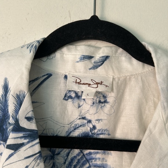 Women's Blue and White Linen Blend Resortwear Button Down Shirt Size Large - Picture 4 of 6